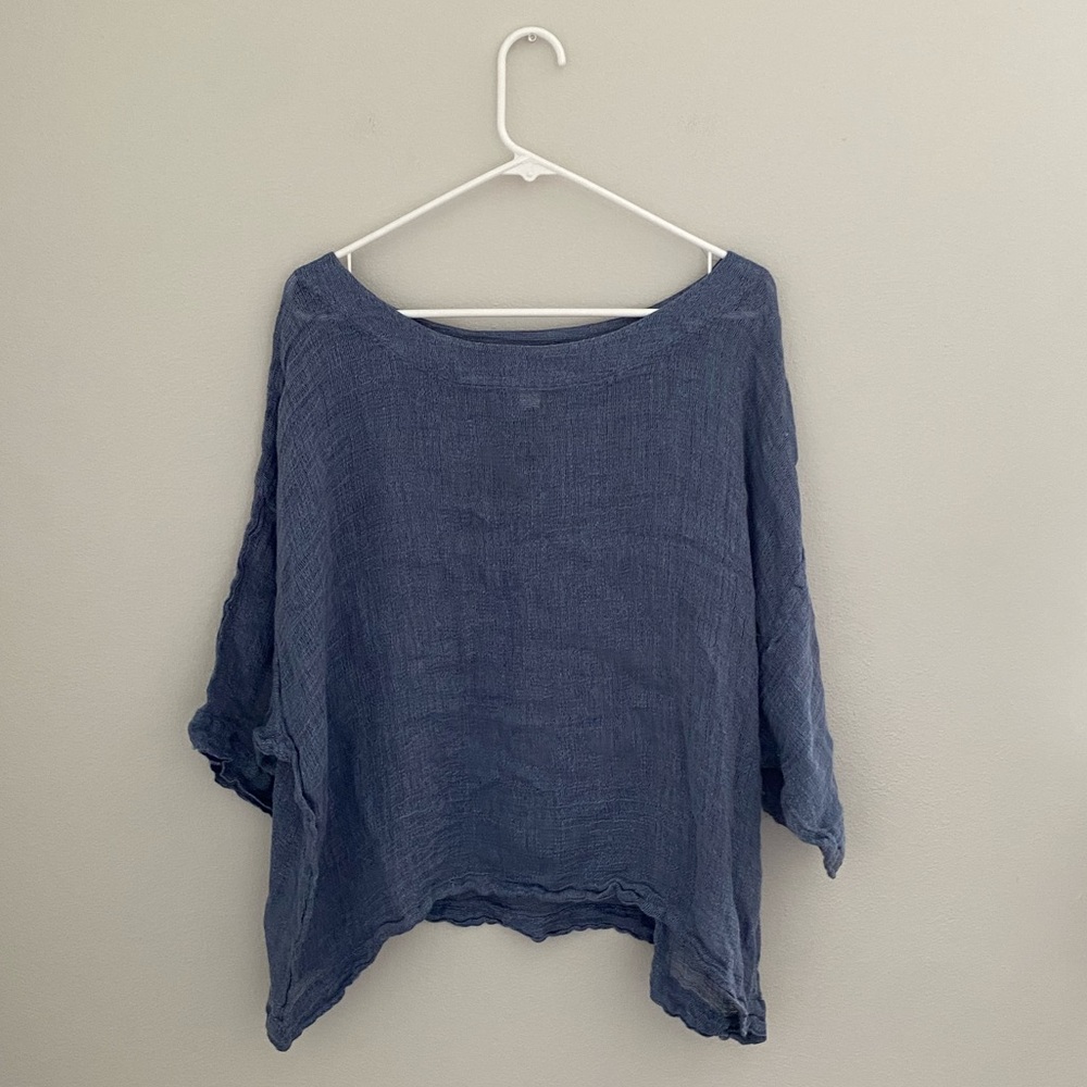 J. Jill Lightweight Boxy Pullover Top in Slate Blue